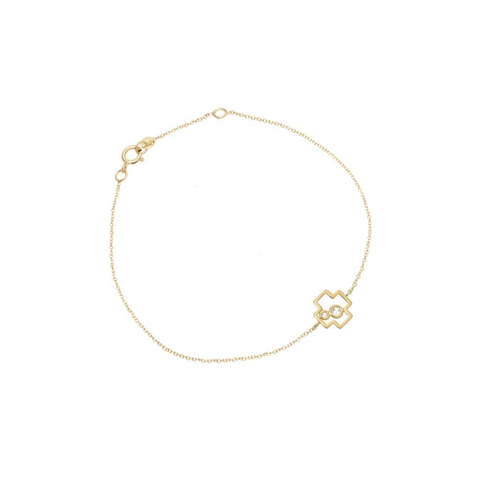 14K Χρυσό Βραχιόλι "Σταυρός" με Διαμάντια XB4993