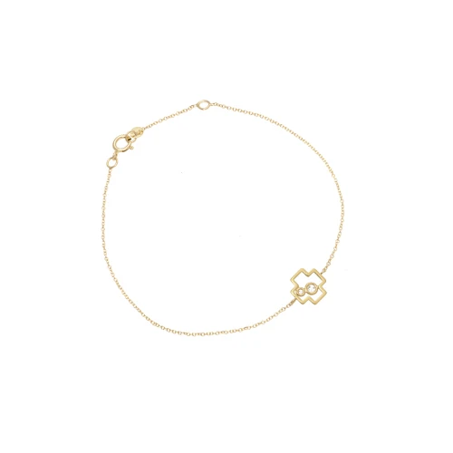 14K Χρυσό Βραχιόλι "Σταυρός" με Διαμάντια XB4993