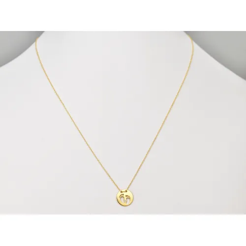 14K Χρυσό Κολιέ Πατουσάκια με Διαμάντι XK2925