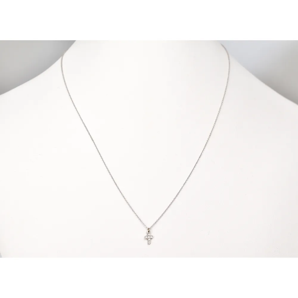 14K Λευκόχρυσο Κολιέ με Σταυρό Με Διαμάντια XK4426