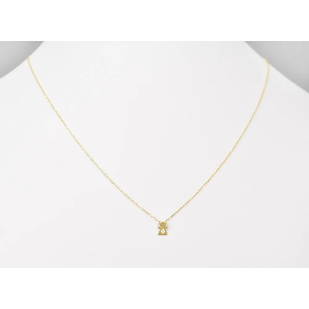 14K Χρυσό Κολιέ Κοριτσάκι με Διαμάντια XK4489