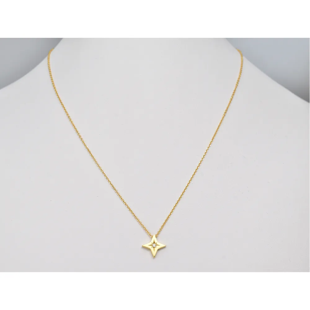 14K Χρυσό Κολιέ Αστέρι με Διαμάντι XK4749