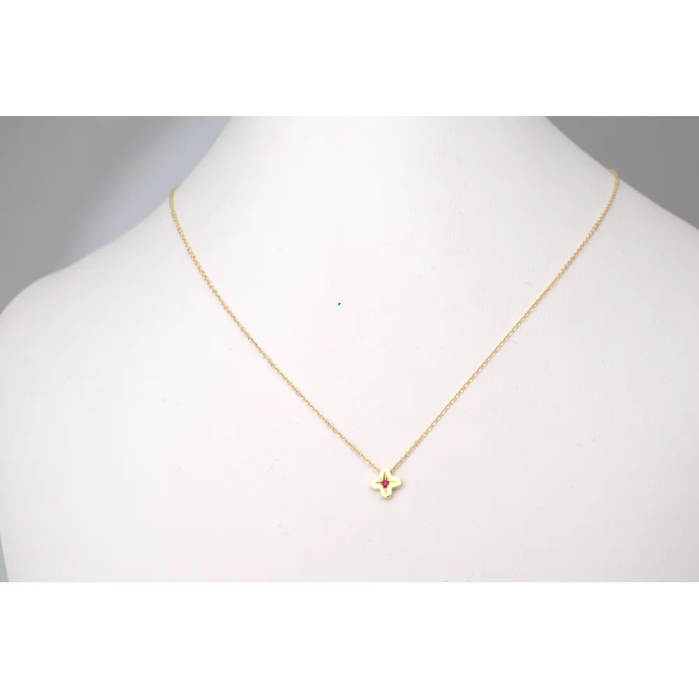 14K Χρυσό Κολιέ Σταυρός με Ρουμπίνι XK4760