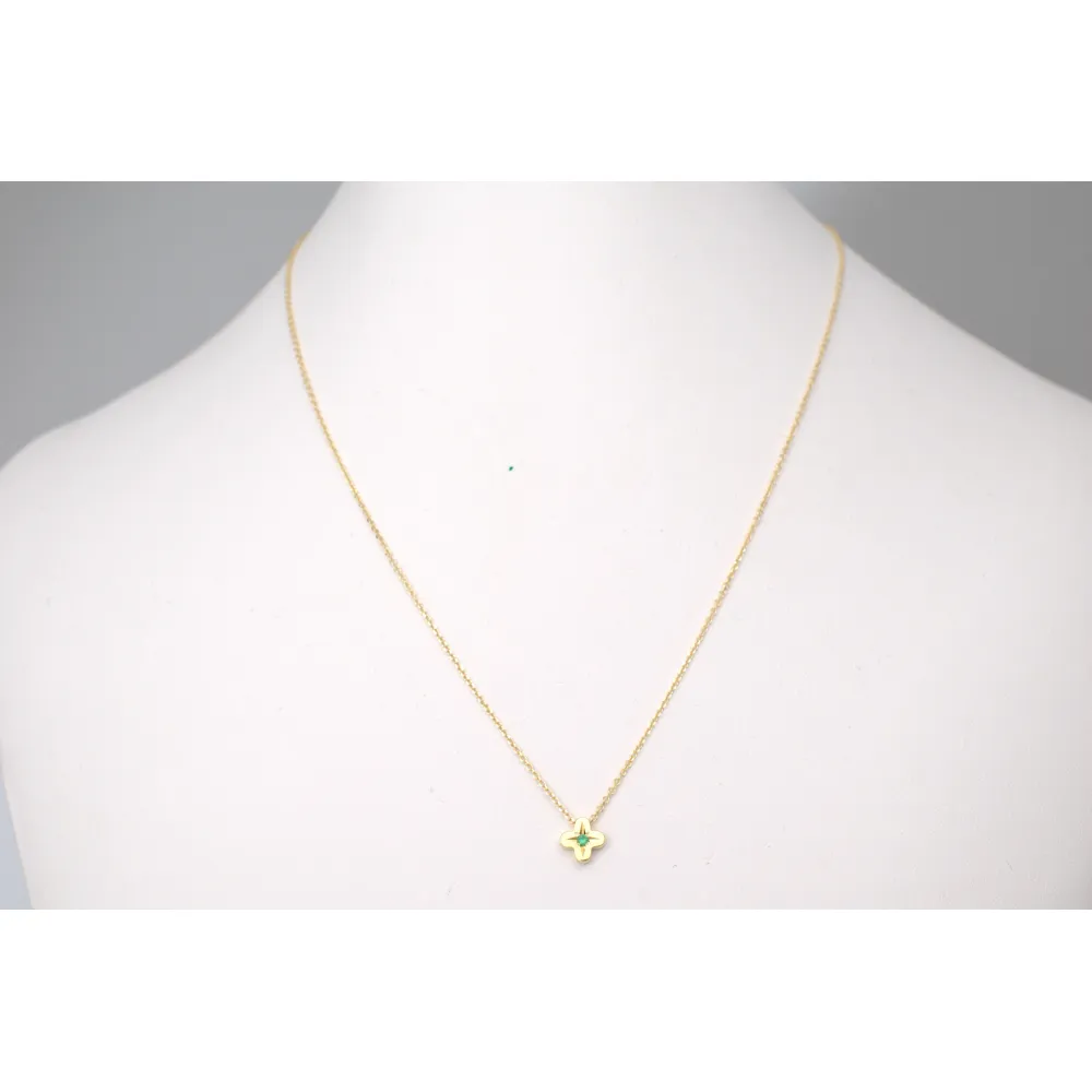 14K Χρυσό Κολιέ Σταυρός με Σμαράγδι  XK47605