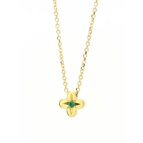 14K Χρυσό Κολιέ Σταυρός με Σμαράγδι  XK47605