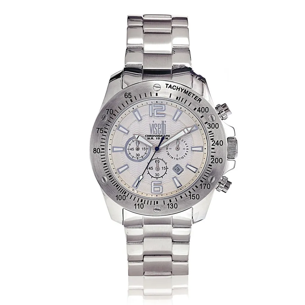 VISETTI Chronograph Silver Stainless Steel Bracelet ZE-573SW
