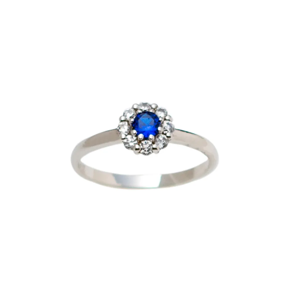 14K Λευκόχρυσο Δαχτυλίδι με Μπλε Ζιργκόν ZL1839A1