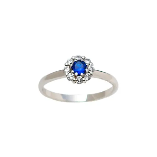 14K Λευκόχρυσο Δαχτυλίδι με Μπλε Ζιργκόν ZL1839A1
