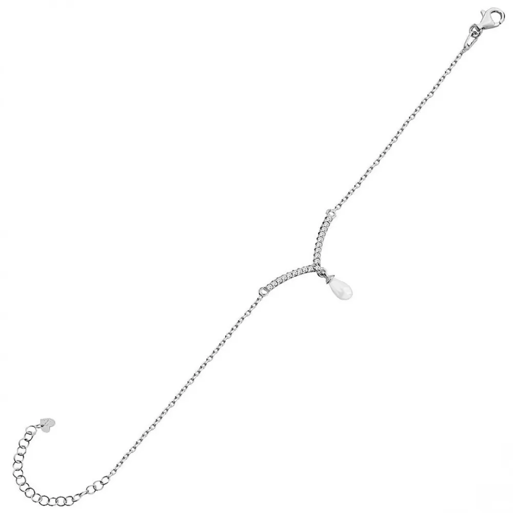 LAURA P. Coctail Βραχιόλι Ασήμι 925 με Μαργαριτάρια και Ζιργκόν BR0064BP