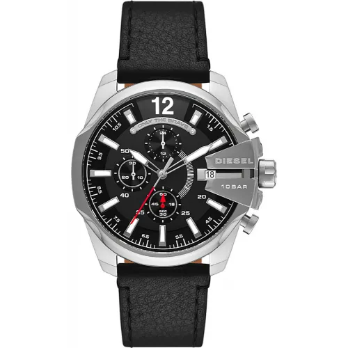 DIESEL Baby Chief Chronograph Black Leather Strap DZ4592
