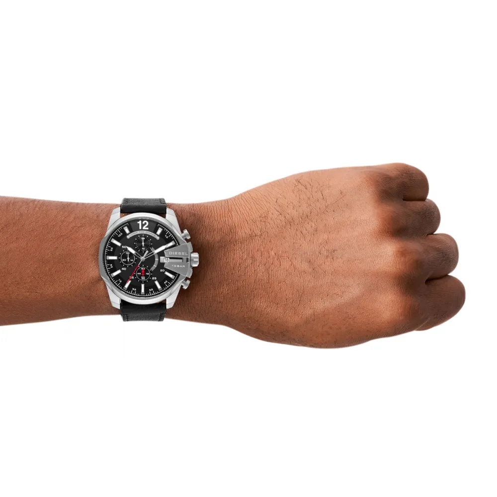 DIESEL Baby Chief Chronograph Black Leather Strap DZ4592