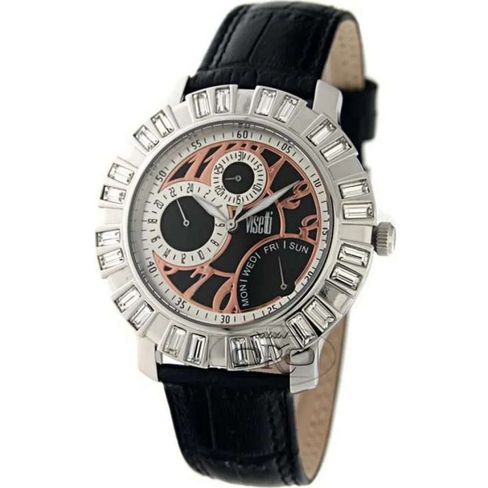 VISETTI ES Black Leather Strap ES-WSW143B