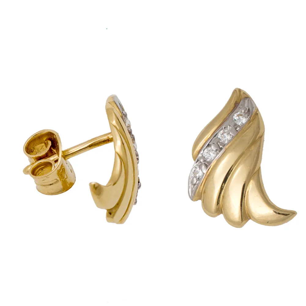 14K Χρυσά Δίχρωμα Σκουλαρίκια με Ζιργκόν GD005-2