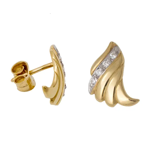 14K Χρυσά Δίχρωμα Σκουλαρίκια με Ζιργκόν GD005-2