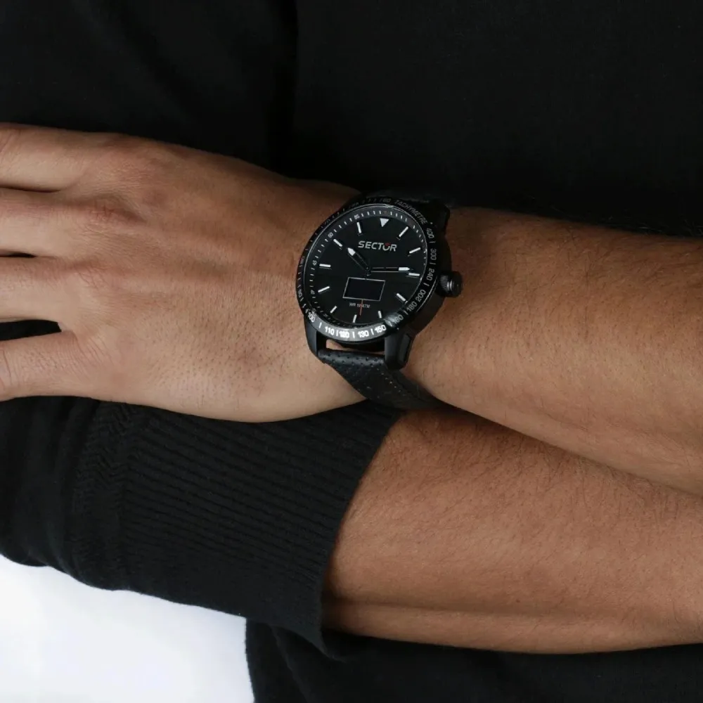 SECTOR 850 Smart Watch Black Leather Strap R3251575010