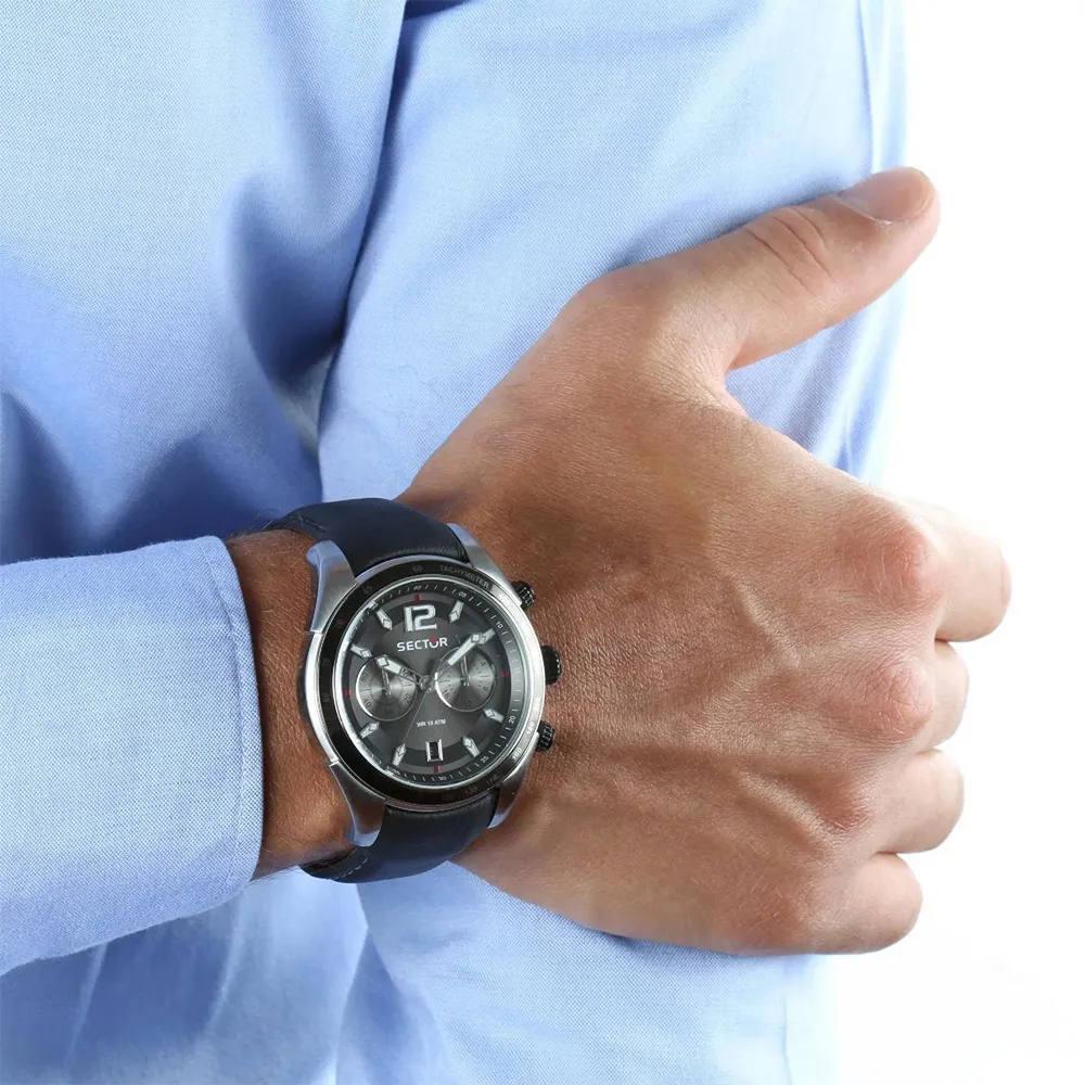 SECTOR 330 Chronograph Black Leather Strap R3271794004