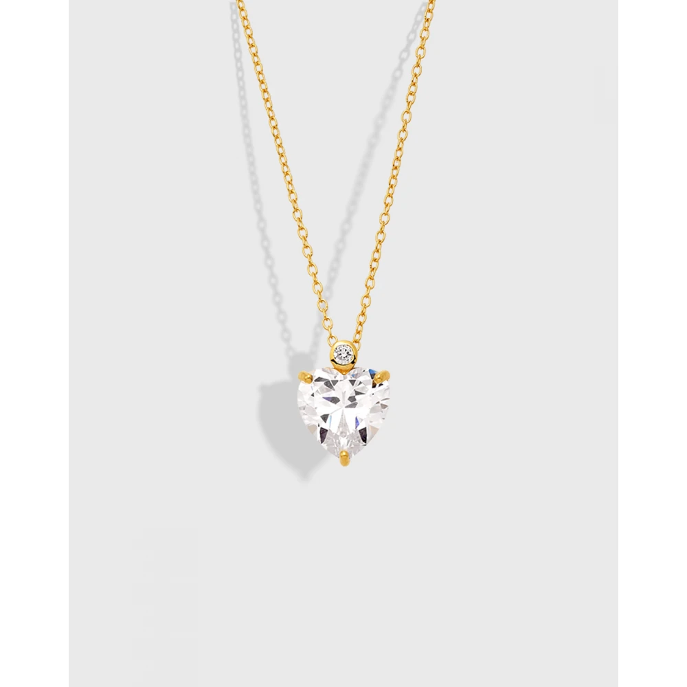 VOGUE 925 Ασήμι Κολιέ Επιχρυσωμένο "Καρδιά" με Ζιργκόν 20170853401