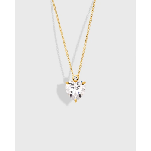 VOGUE 925 Ασήμι Κολιέ Επιχρυσωμένο "Καρδιά" με Ζιργκόν 20170853401