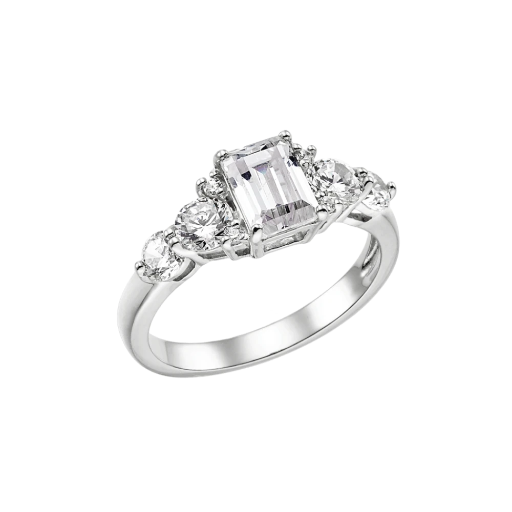 VOGUE 925 Ασήμι Μονόπετρο Δαχτυλίδι με λευκά ζιργκόν 20172854108