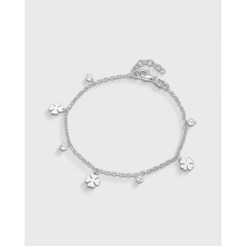 VOGUE 925 Ασήμι Βραχιόλι με "Τετράφυλλα Τριφύλλια" και Μαργαριτάρια 20173013303