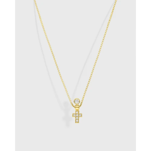 VOGUE 925 Ασήμι Κολιέ Επιχρυσωμένο με Σταυρό και Ζιργκόν 20173018401