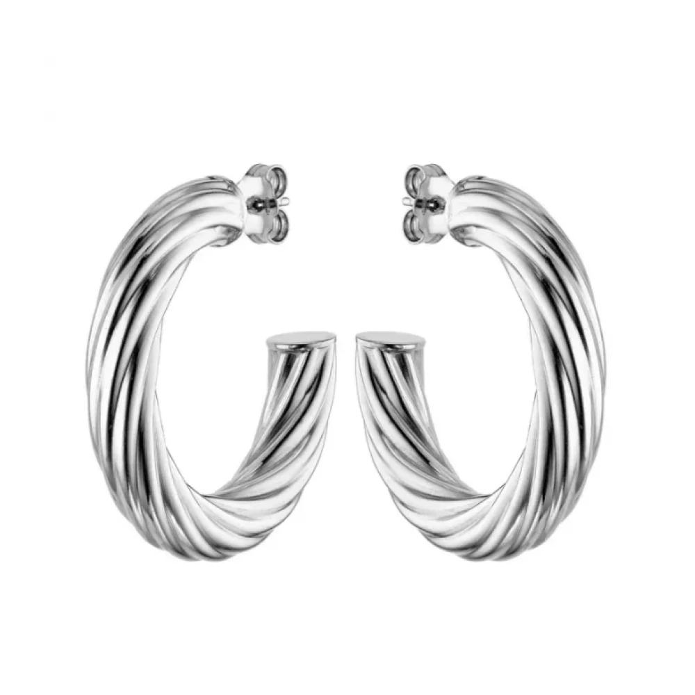 VOGUE Σκουλαρίκια 925 Ασήμι, Οβάλ Κρίκοι, 20174371203