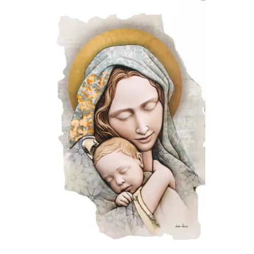 Θρησκευτική Εικόνα  ΠΑΝΑΓΙΑ & ΧΡΙΣΤΟΣ Πάνω σε Ξύλο με την τεχνική της Νωπογραφίας ( Fresco ) LE-08.38317