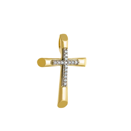 14K Χρυσός Σταυρός με Ζιργκόν 4084K1