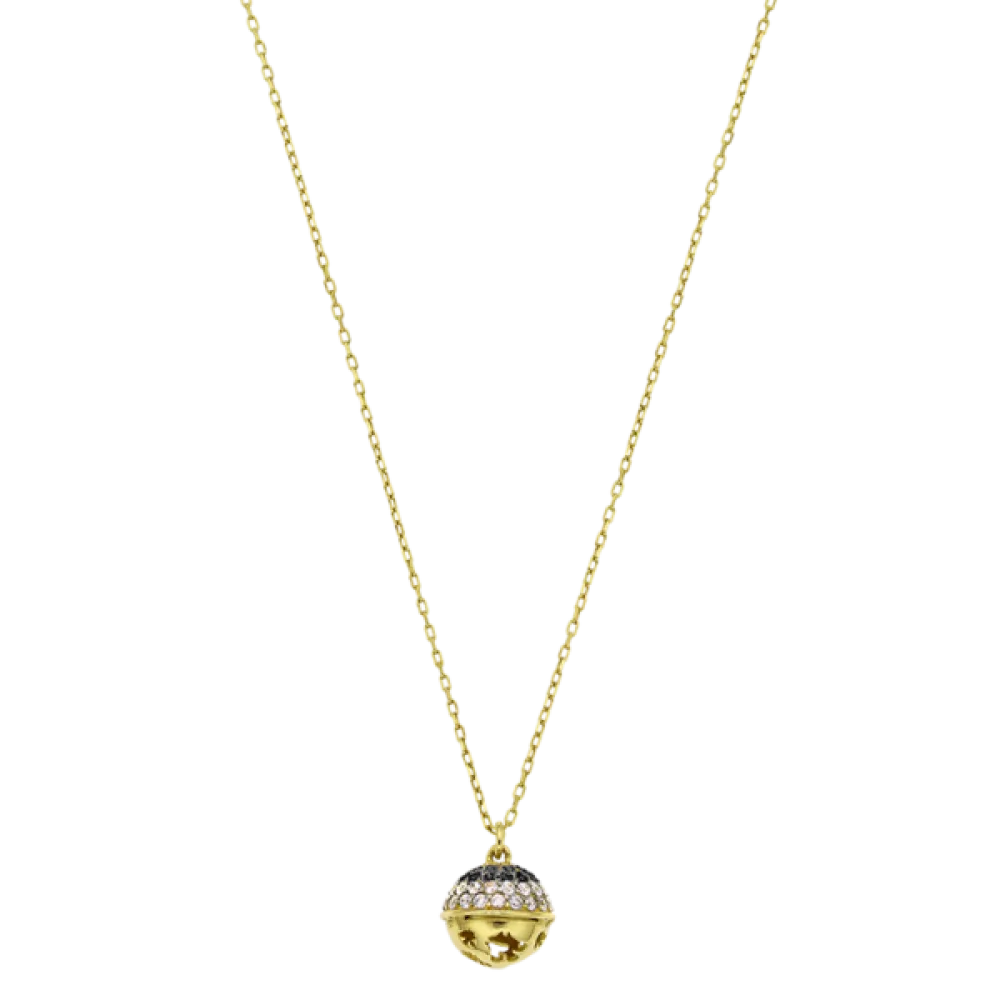 BREEZE Κολιέ ,Ασήμι 925, Επιχρυσωμένο με Λευκά και Μαύρα Ζιργκόν 413004.1