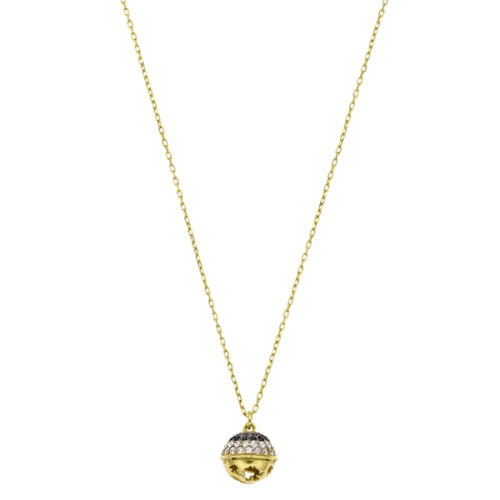 BREEZE Κολιέ ,Ασήμι 925, Επιχρυσωμένο με Λευκά και Μαύρα Ζιργκόν 413004.1