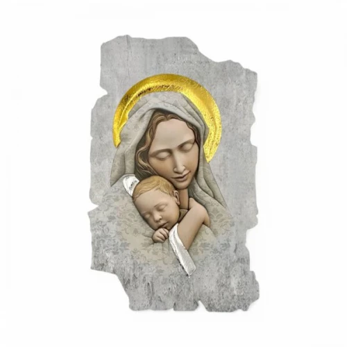 Θρησκευτική Εικόνα  ΠΑΝΑΓΙΑ & ΧΡΙΣΤΟΣ Πάνω σε Ξύλο με την τεχνική της Νωπογραφίας ( Fresco ) LE-08.47373