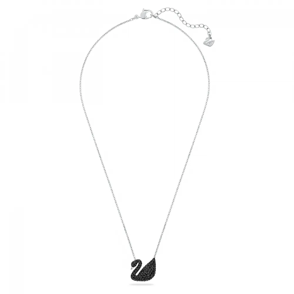 SWAROVSKI Iconic Swan Κολιέ Μαύρο, Επιροδιωμένο 5347329