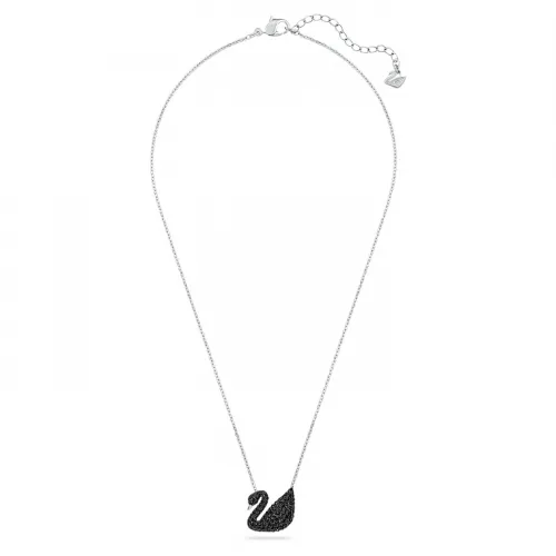 SWAROVSKI Iconic Swan Κολιέ Μαύρο, Επιροδιωμένο 5347329