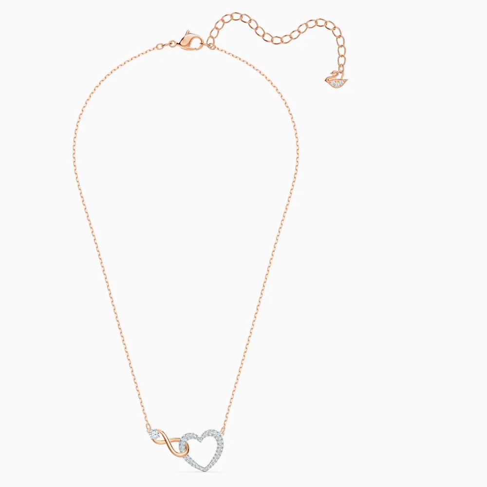 SWAROVSKI Infinity Κολιέ Άπειρο και καρδιά, Λευκό, Επιμετάλλωση από διάφορα μέταλλα 5518865