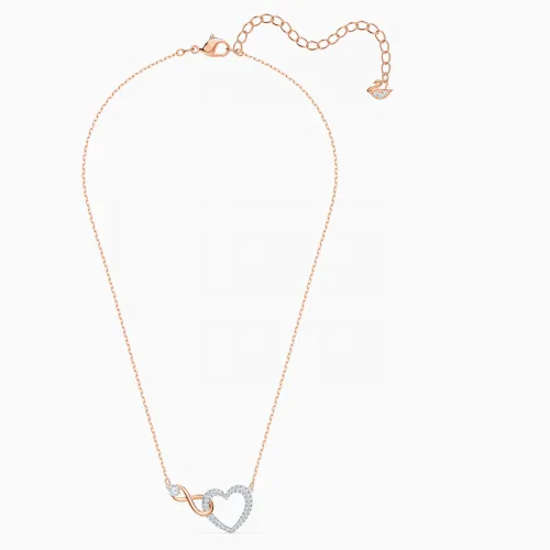 SWAROVSKI Infinity Κολιέ Άπειρο και καρδιά, Λευκό, Επιμετάλλωση από διάφορα μέταλλα 5518865