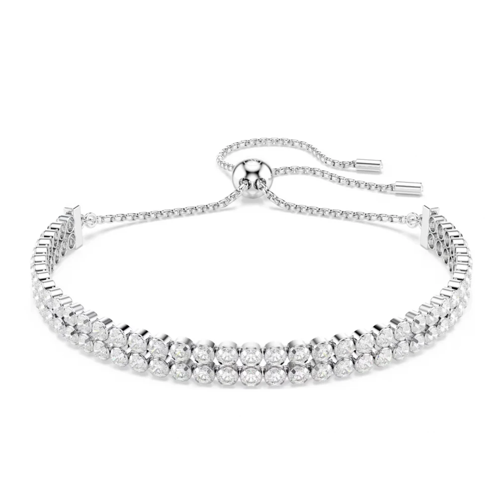 SWAROVSKI Βραχιόλι Tennis Matrix Στρογγυλή κοπή, Λευκό, Επιμετάλλωση σε ροδίου 5678252