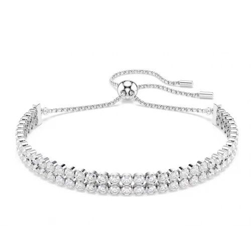 SWAROVSKI Βραχιόλι Tennis Matrix Στρογγυλή κοπή, Λευκό, Επιμετάλλωση σε ροδίου 5678252