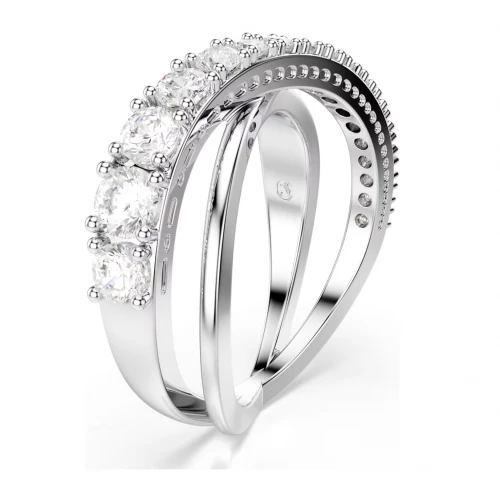 SWAROVSKI Δαχτυλίδι Hyperbola Μίξη κοπών, Λευκό, Επιμετάλλωση ροδίου 5714952