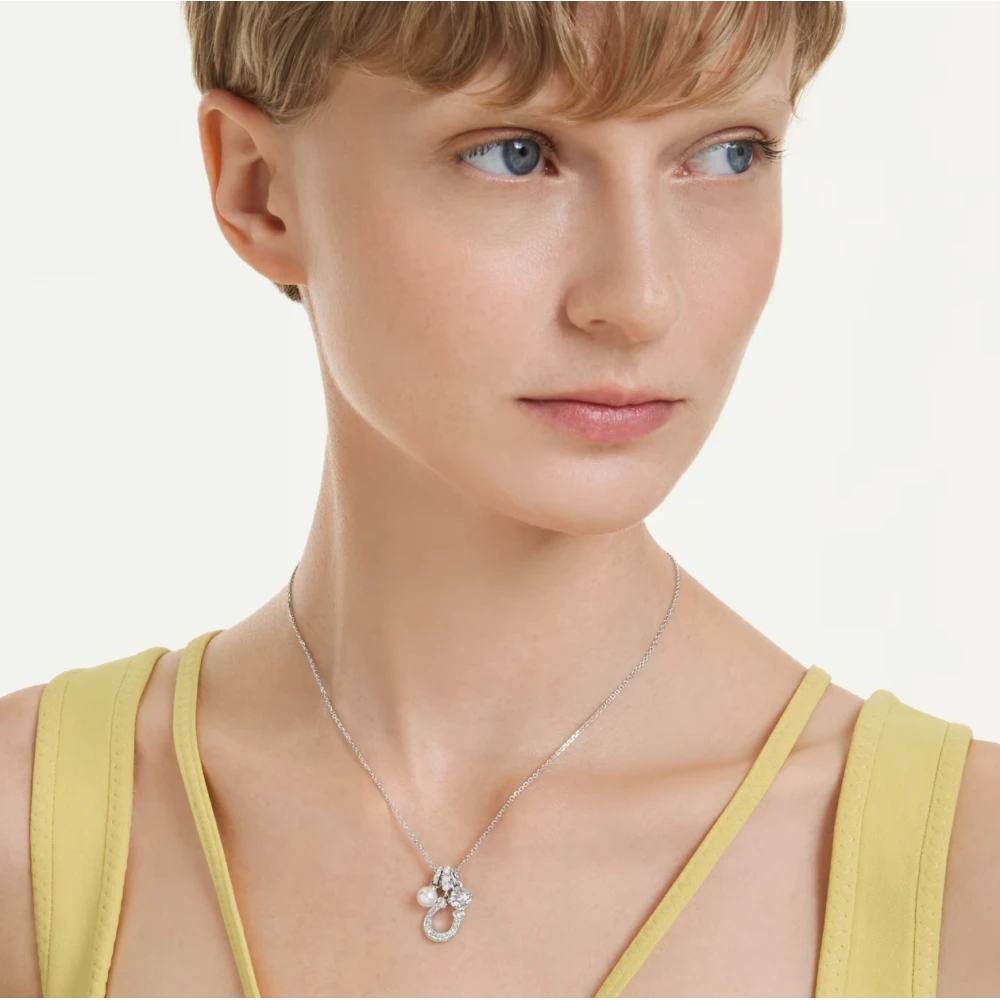 SWAROVSKI Symbolica, Crystal Pearl, Στρογγυλή κοπή, Pave, Λευκό, Πέταλο, Επιμετάλλωση ροδίου 5736247