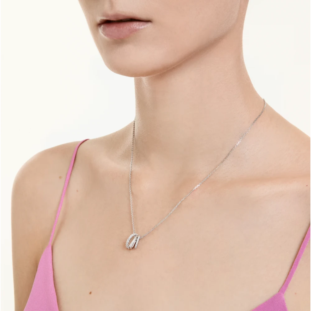 SWAROVSKI Μενταγιόν Hyperbola Στρογγυλή κοπή, Λευκό, Επιμετάλλωση Ροδίου 5737064