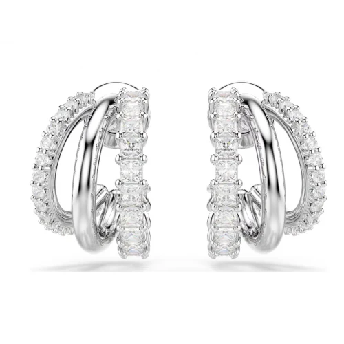 SWAROVSKI Σκουλαρίκια Κρίκοι Hyperbola, Στρογγυλή Κοπή, Λευκά, Επιμετάλλωση ροδίου 5737110