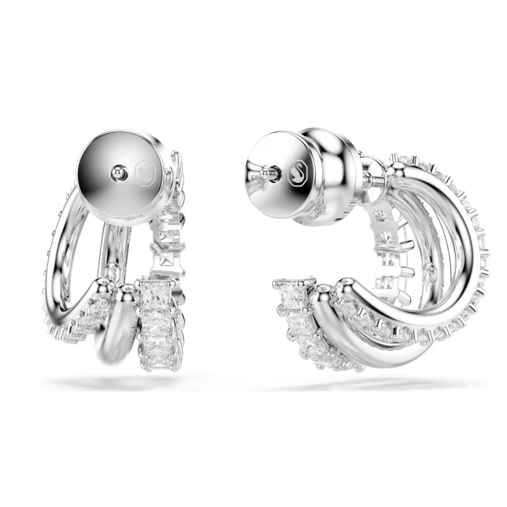 SWAROVSKI Σκουλαρίκια Κρίκοι Hyperbola, Στρογγυλή Κοπή, Λευκά, Επιμετάλλωση ροδίου 5737110