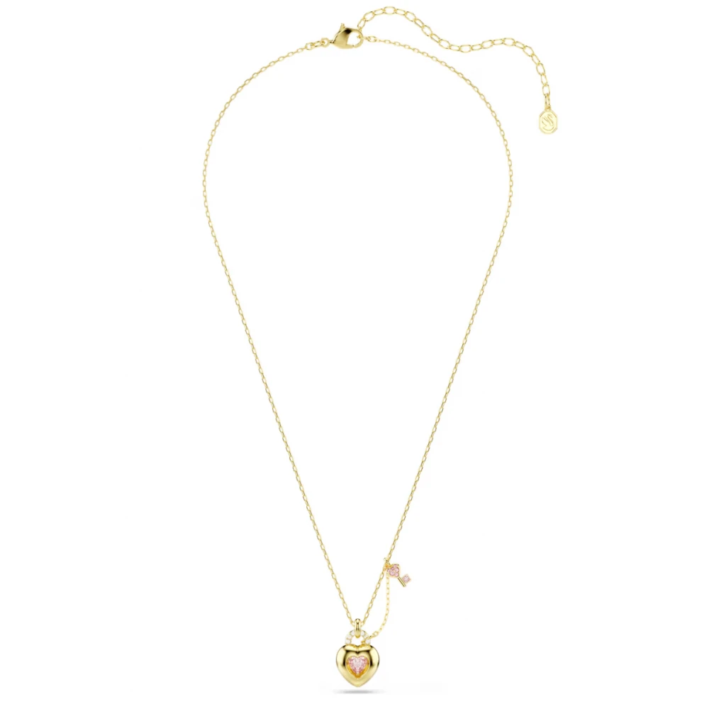 SWAROVSKI Idyllia Μενταγιόν με αλυσίδα, Ροζ, Μίξη Κοπών, Καρδιά με Κλειδί, Χρυσός Τόνος 5737288