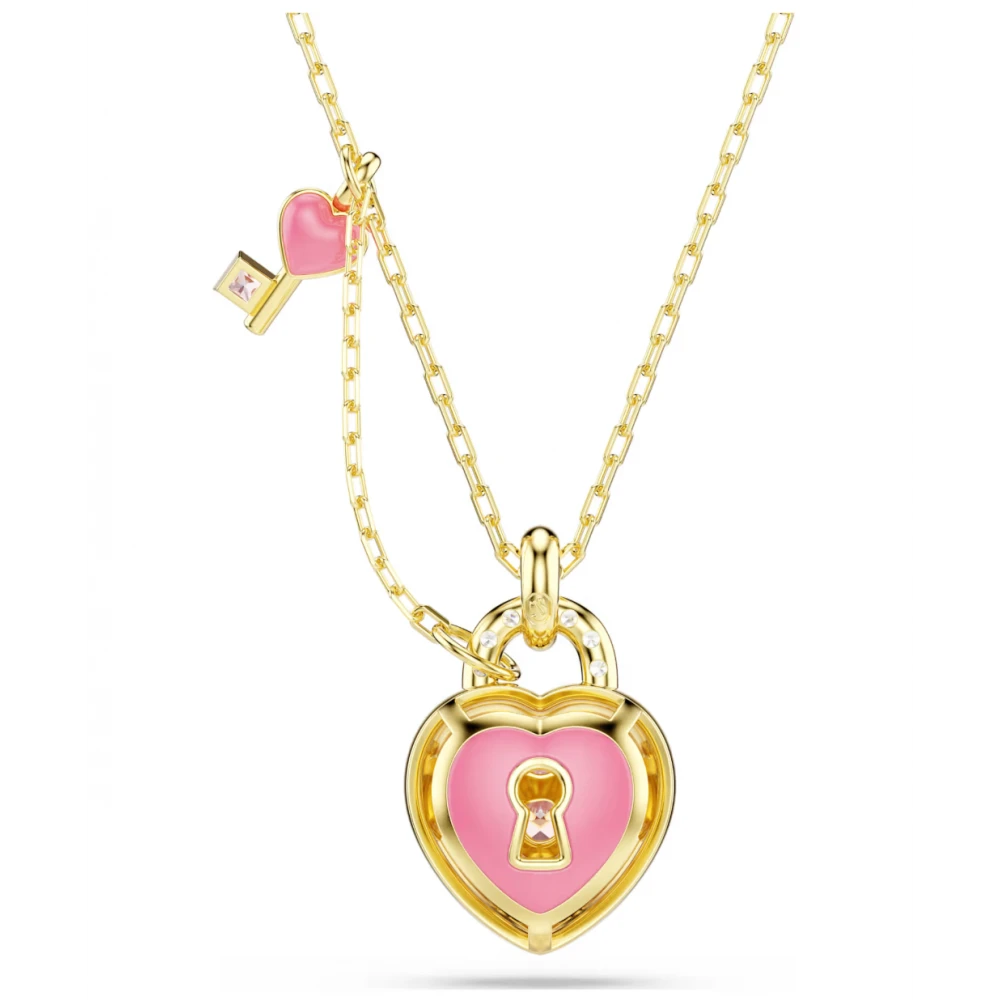 SWAROVSKI Idyllia Μενταγιόν με αλυσίδα, Ροζ, Μίξη Κοπών, Καρδιά με Κλειδί, Χρυσός Τόνος 5737288