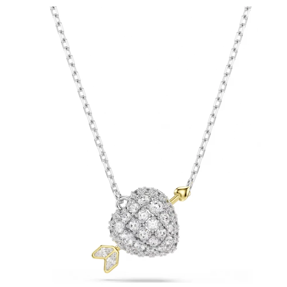 SWAROVSKI Idyllia Μενταγιόν με αλυσίδα, Λευκό, Μίξη Κοπών, Καρδιά με Βέλος, Διάφορα Μέταλλα 5737291
