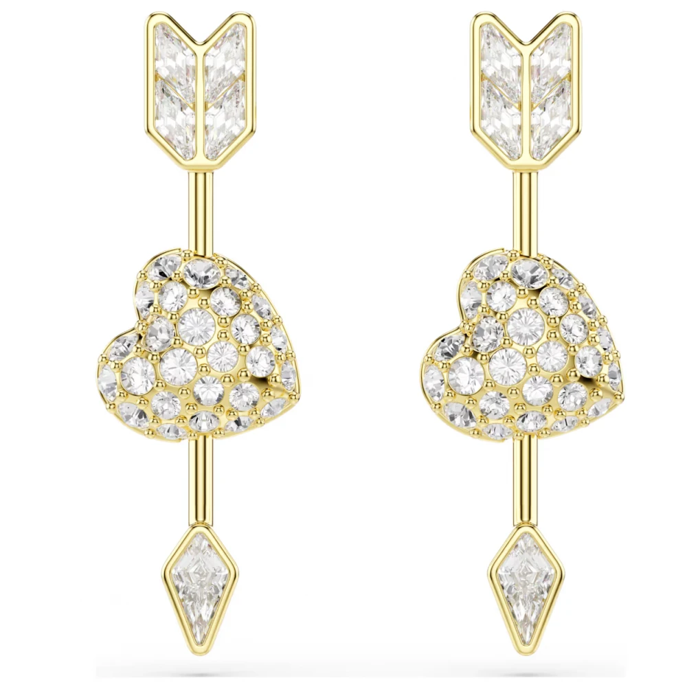 SWAROVSKI Σκουλαρίκια-σταγόνα Idyllia Μείξη κοπών, Λευκά, Επιμετάλλωση σε Χρυσό Τόνο 5737295