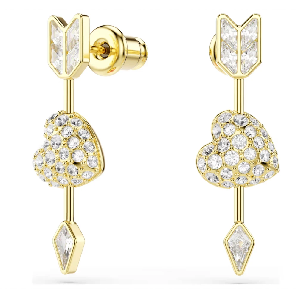 SWAROVSKI Σκουλαρίκια-σταγόνα Idyllia Μείξη κοπών, Λευκά, Επιμετάλλωση σε Χρυσό Τόνο 5737295