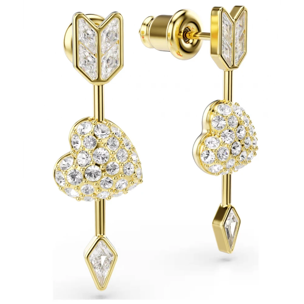 SWAROVSKI Σκουλαρίκια-σταγόνα Idyllia Μείξη κοπών, Λευκά, Επιμετάλλωση σε Χρυσό Τόνο 5737295