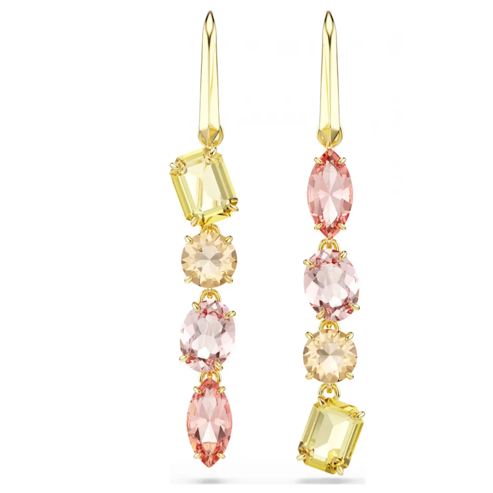SWAROVSKI Gema Ασύμμετρα Σκουλαρίκια Ροζ, Μίξη Κοπών, Επιμετάλλωση σε Χρυσό Τόνο 5737454