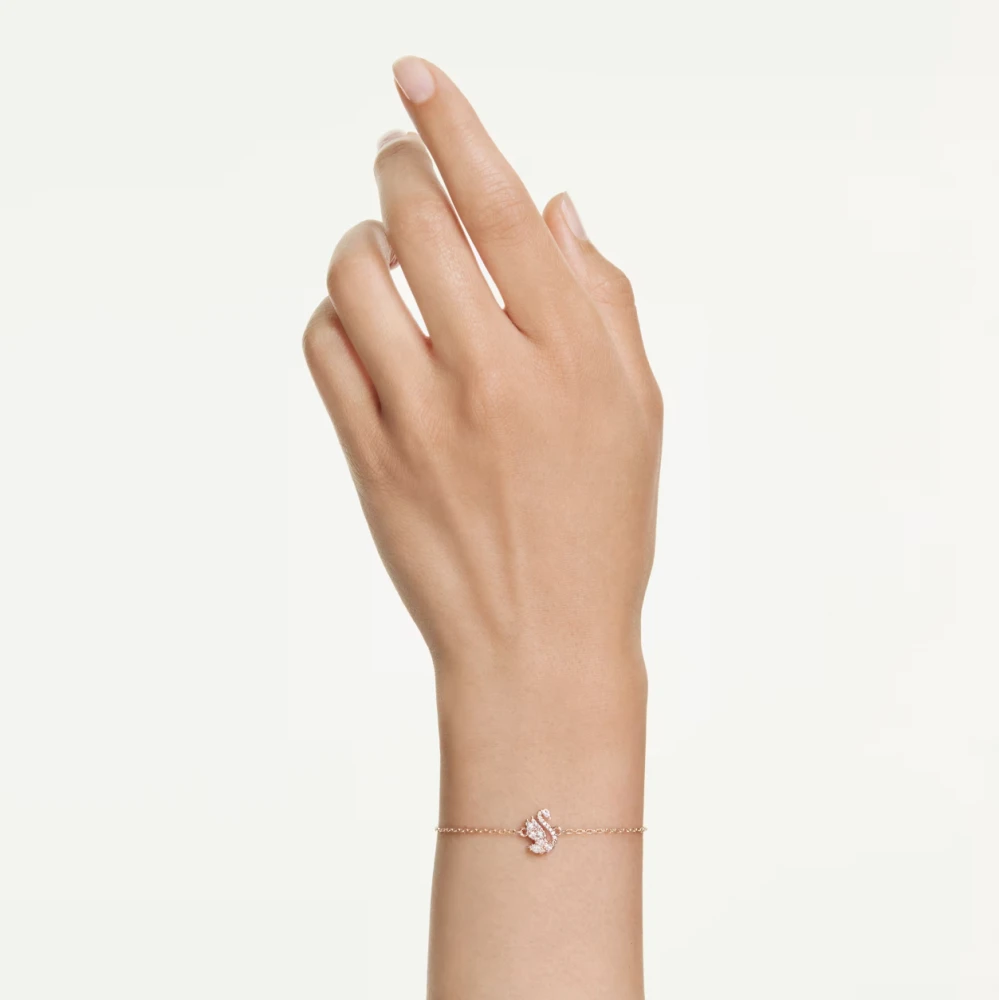 SWAROVSKI, βραχιόλι Swarovski, Swan, Κύκνος, Λευκό, Επιμετάλλωση σε ροζ-χρυσό τόνο 5738202
